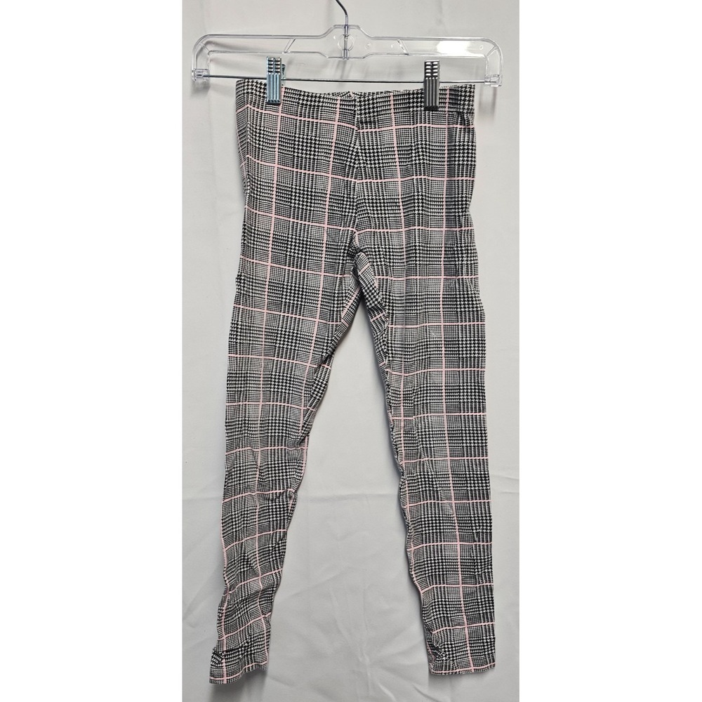 SO Favorite Leggings black pink white plaid girls 10-12